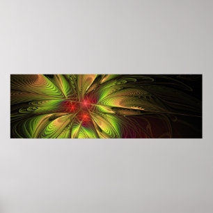 Póster Flores fractales de fantasía suaves y tiernas