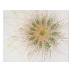 Póster Flores fractales de fantasía suaves y tiernas