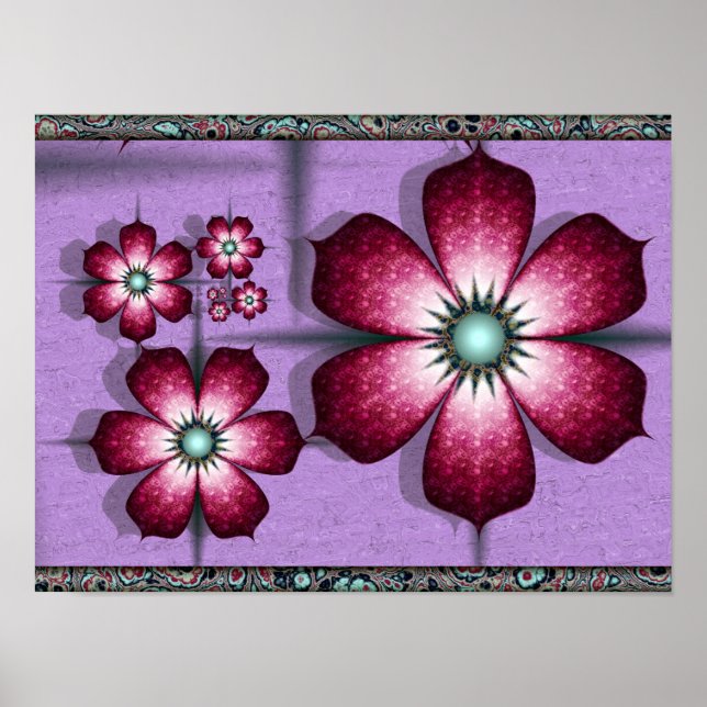 Póster Flores Fractales Purpúreas (Frente)