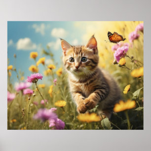 Póster *~*  Flores Gatita 5:4  Mariposa Gato Gatito AP68