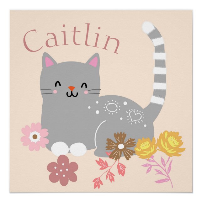 Póster Flores gatitos (Anverso)
