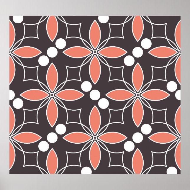 Póster Flores geométricas, patrón artístico vintage. (Frente)