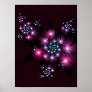 Póster Flores góticas rosadas púrpura
