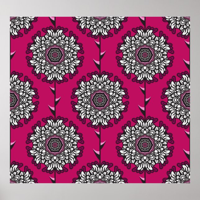 Póster Flores Gráficas Florales Pink Seamless (Frente)