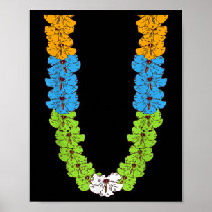 Póster Flores hawaianas de verano tropical de vacaciones