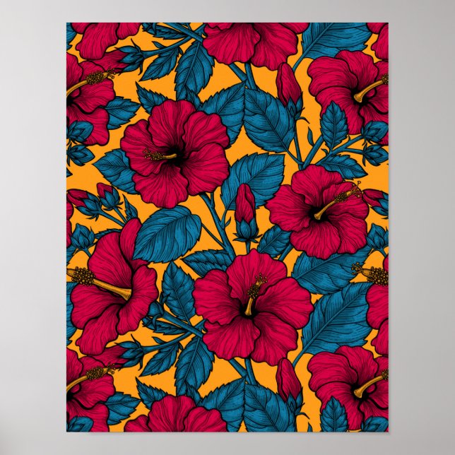 Póster Flores hibiscus (Frente)