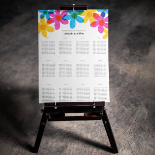 Póster Flores Hippie Brillantes y Negrita Boda Primaria