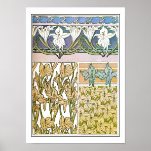 Póster Flores limeñas de estilo Art Nouveau, mucha