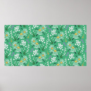 Póster flores lindas y botiquinas retro pintado a mano vi