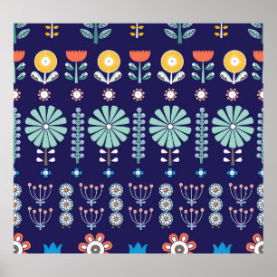 Póster Flores lineales escandinavas, motivo de verano
