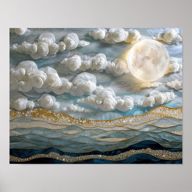 Póster Flores lunares: Elegancia texturizada (Frente)