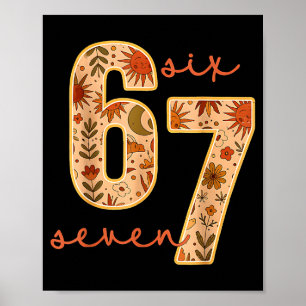 Póster Flores lunares florales retro boho 67 sesenta y si