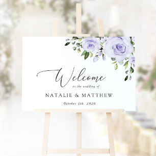 Póster Flores moradas, flores de lagarto, bienvenida Boda