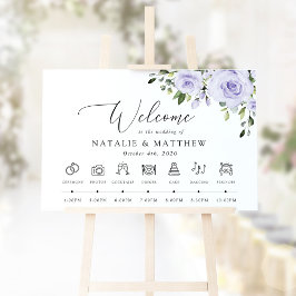 Póster Flores Moradas, Flores de Lila, Cronograma de Boda