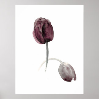 Póster Flores moradas tulianas poster blanco