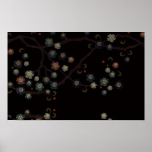 Póster Flores multicolores sobre negro
