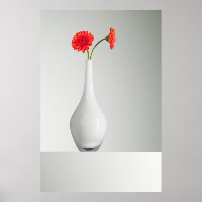 Póster Flores | Naranja Gerbera en Vase (Frente)