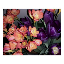 flores naranja y púrpura