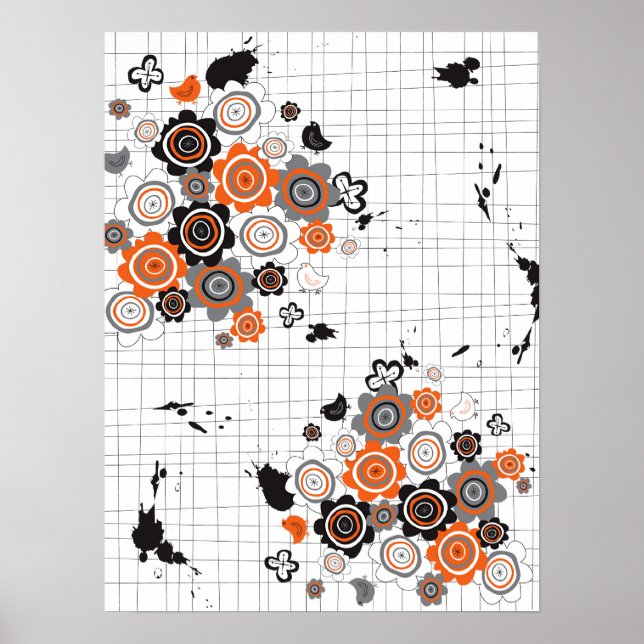 Póster Flores naranjas Chicks garganta garganta garganta  (Frente)