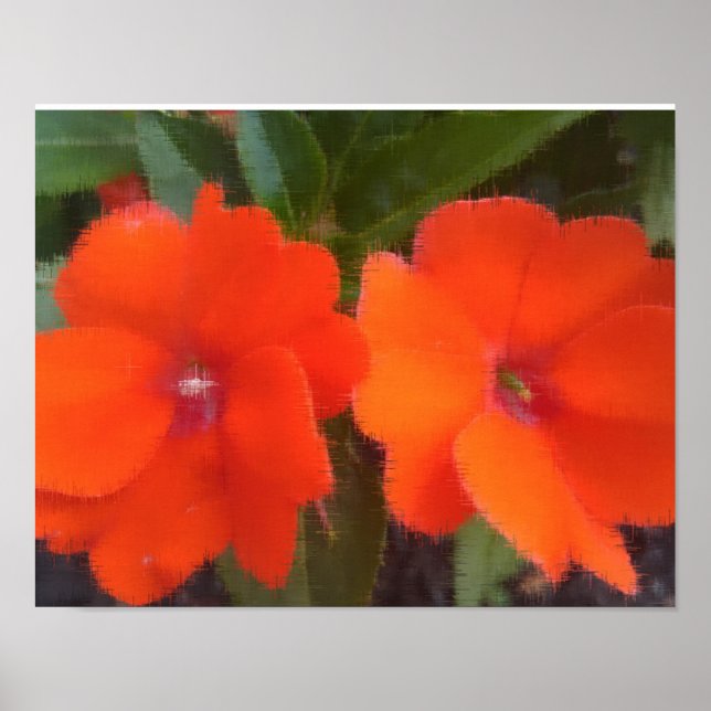 Póster Flores naranjas de 14" x 11", papel Poster (mate) (Frente)