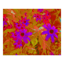 Póster Flores naturales coloridas ultravioletas, magenta 