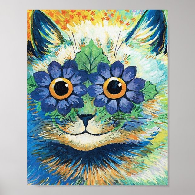 Póster Flores Ojos Gato De Louis Wain (Frente)