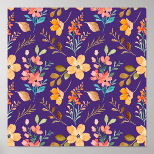 Póster Flores ornamentales de acuarela