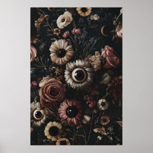 Póster Flores oscuras y temperamentales con estampado de