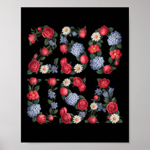 Póster Flores para el 250 cumpleaños 1776-2026 250 años
