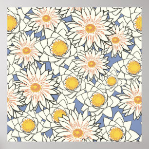 Póster Flores patrón lotus lirio