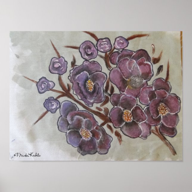 Póster Flores pintadas de Frida Kahlo (Frente)