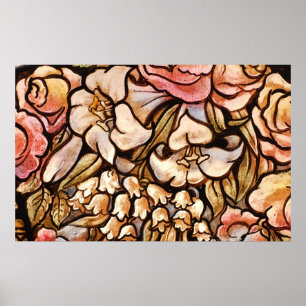 Póster Flores pintadas de vidrio