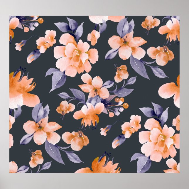 Póster Flores pintadas fondo transparente (Frente)