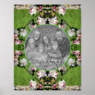 Póster Flores Primarias De Color Rosa Y Blanco Añaden Su 