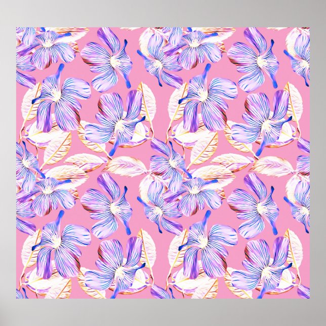 Póster Flores Púrpura: Elegancia Floral acuarela. (Frente)