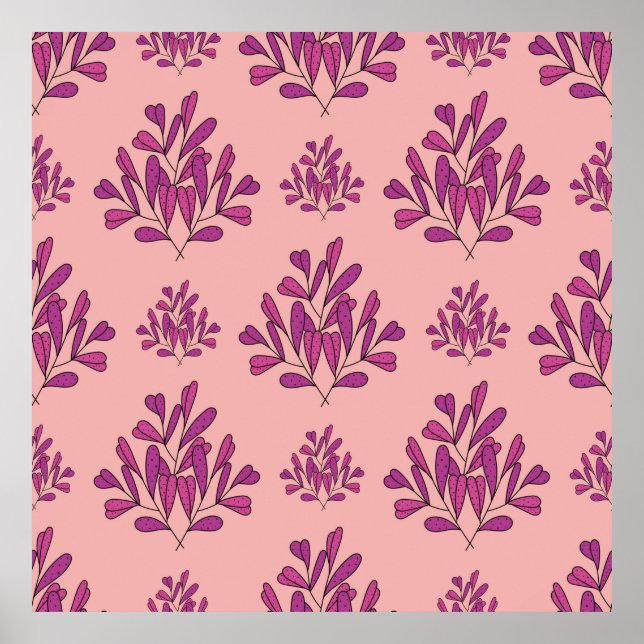 Póster Flores púrpuras ininterrumpidamente vintage de rep (Frente)