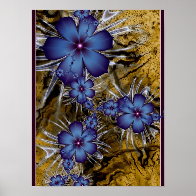 Póster Flores Purpúreas Fractal (Frente)