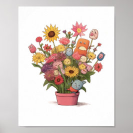 Póster Flores, ramo, maceta de flores