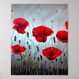 Póster Flores Red Poppies Art