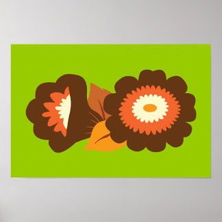 Póster Flores Retro Brown