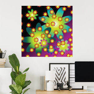 Póster Flores retro coloridas