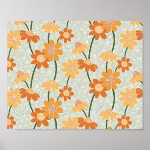 Póster Flores retro de los años 70 apagadas