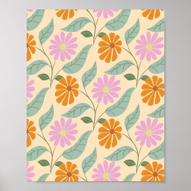Póster Flores retro de primavera (Frente)