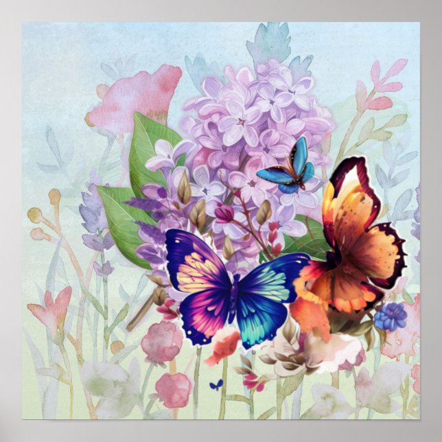 Póster Flores Revoloteando (Frente)