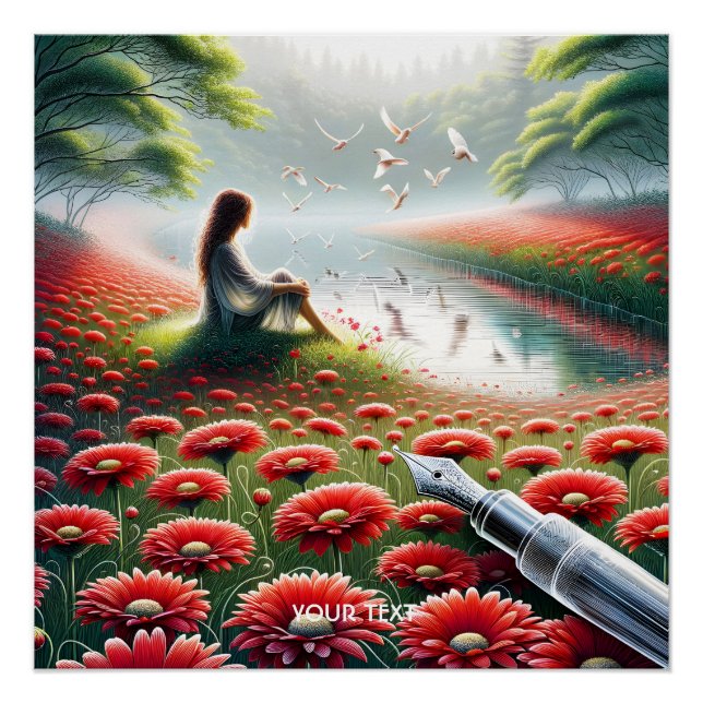 Póster Flores rojas Chicas de fantasía (Anverso)