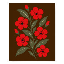 Flores rojas con hojas verde oliva