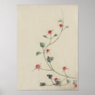 Póster Flores rojas en Bella Artes japonés de Vine Hokusa
