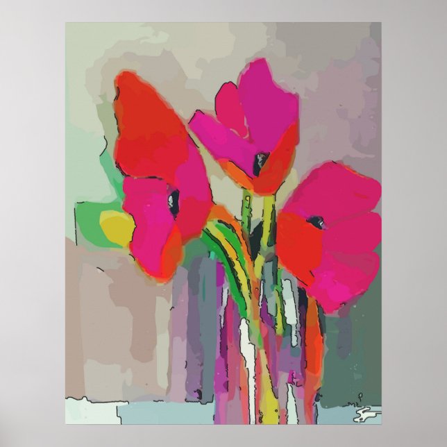 Póster Flores Rojas En Jar (Frente)