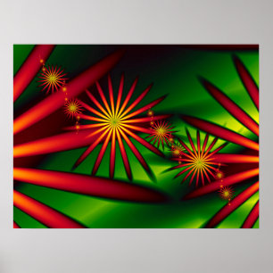 Póster Flores rojas tropicales