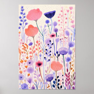Póster Flores rosa y morada